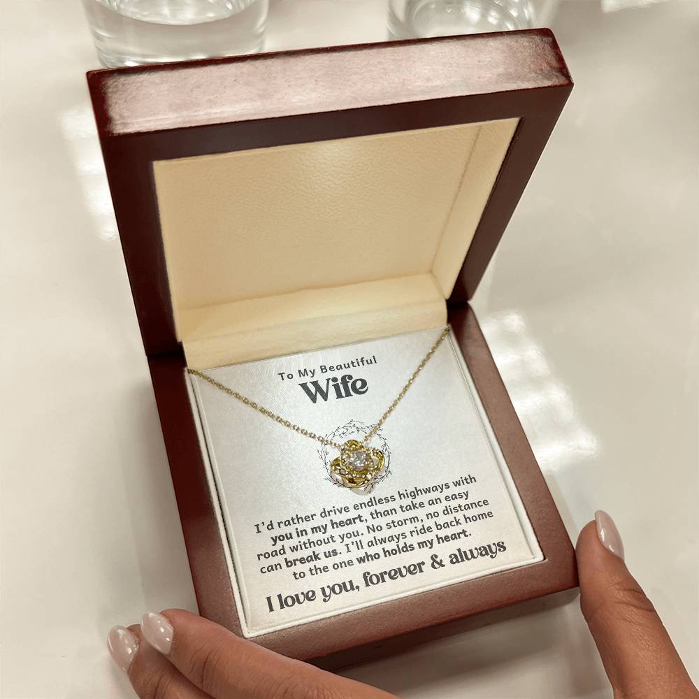 To the One Who Holds My Heart – Trucker Love Knot Necklace - Avioria