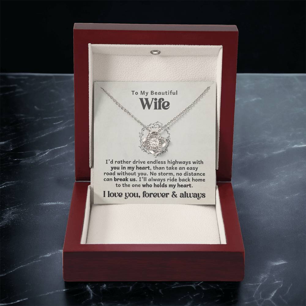 To the One Who Holds My Heart – Trucker Love Knot Necklace - Avioria