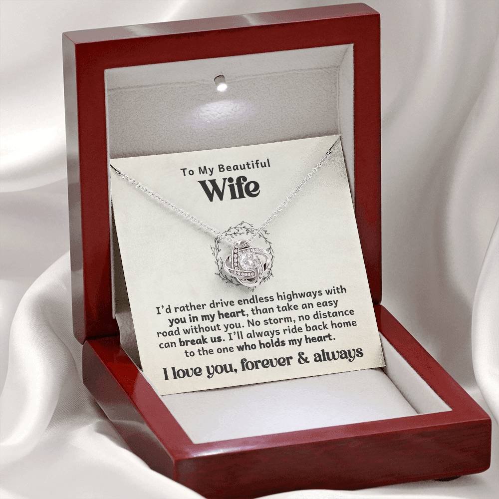 To the One Who Holds My Heart – Trucker Love Knot Necklace - Avioria