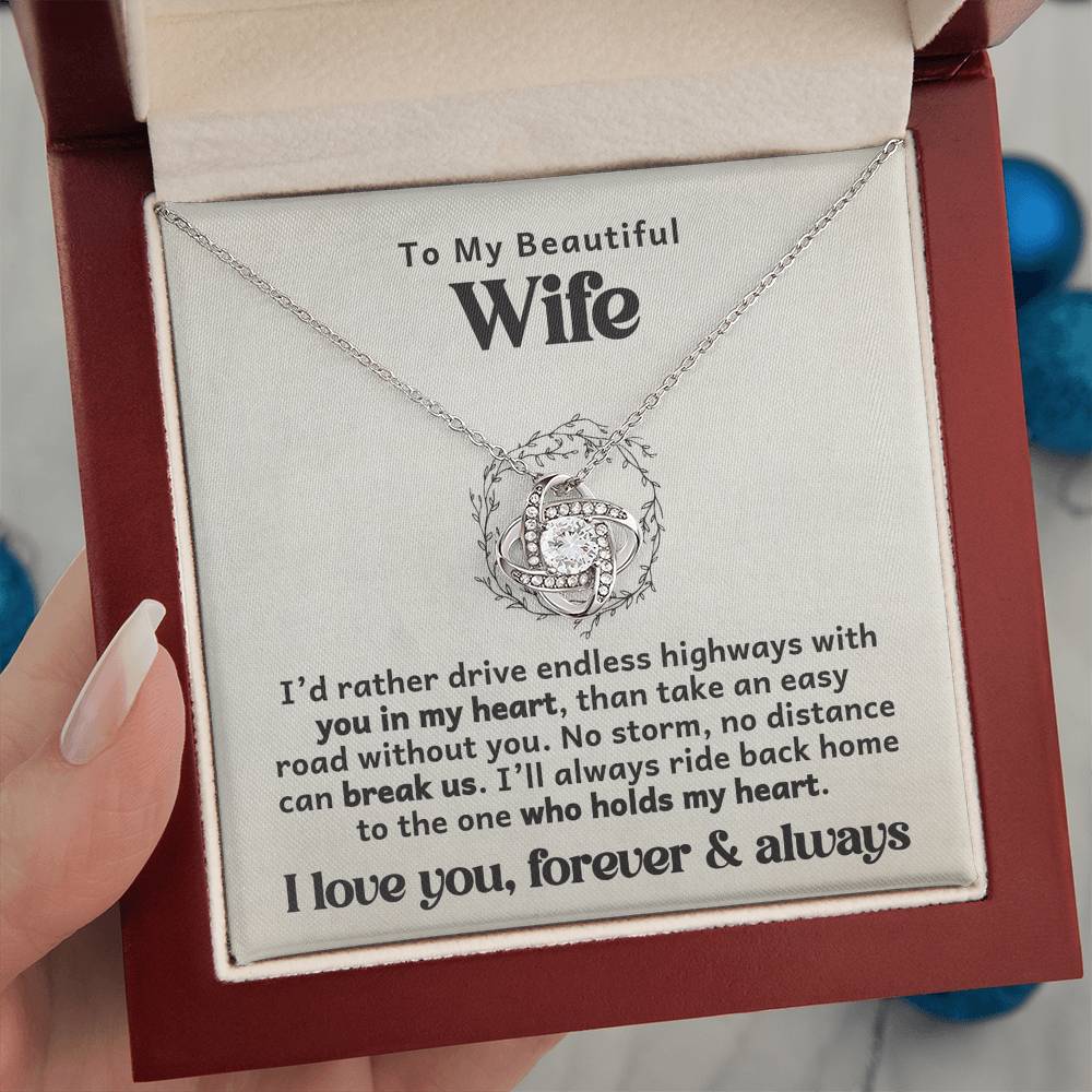 To the One Who Holds My Heart – Trucker Love Knot Necklace - Avioria