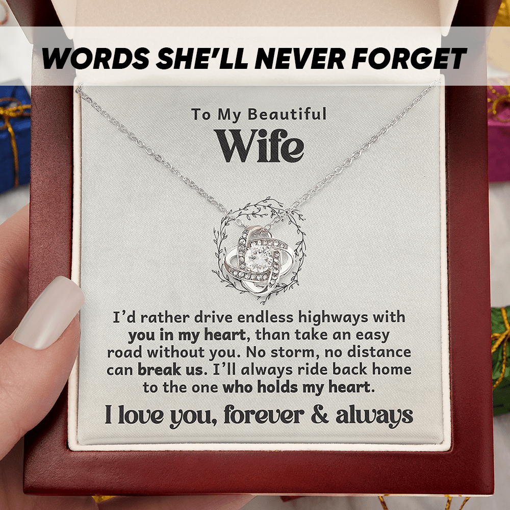 To the One Who Holds My Heart – Trucker Love Knot Necklace - Avioria