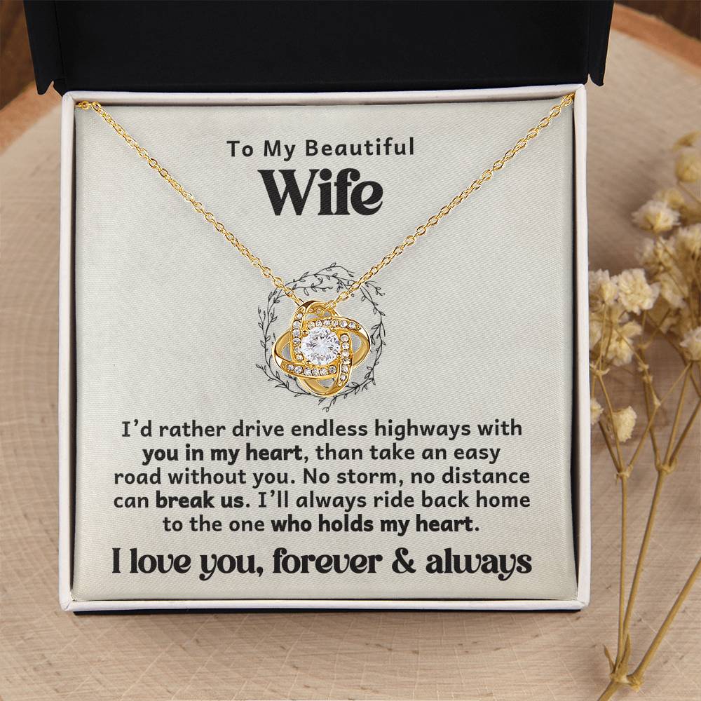 To the One Who Holds My Heart – Trucker Love Knot Necklace - Avioria