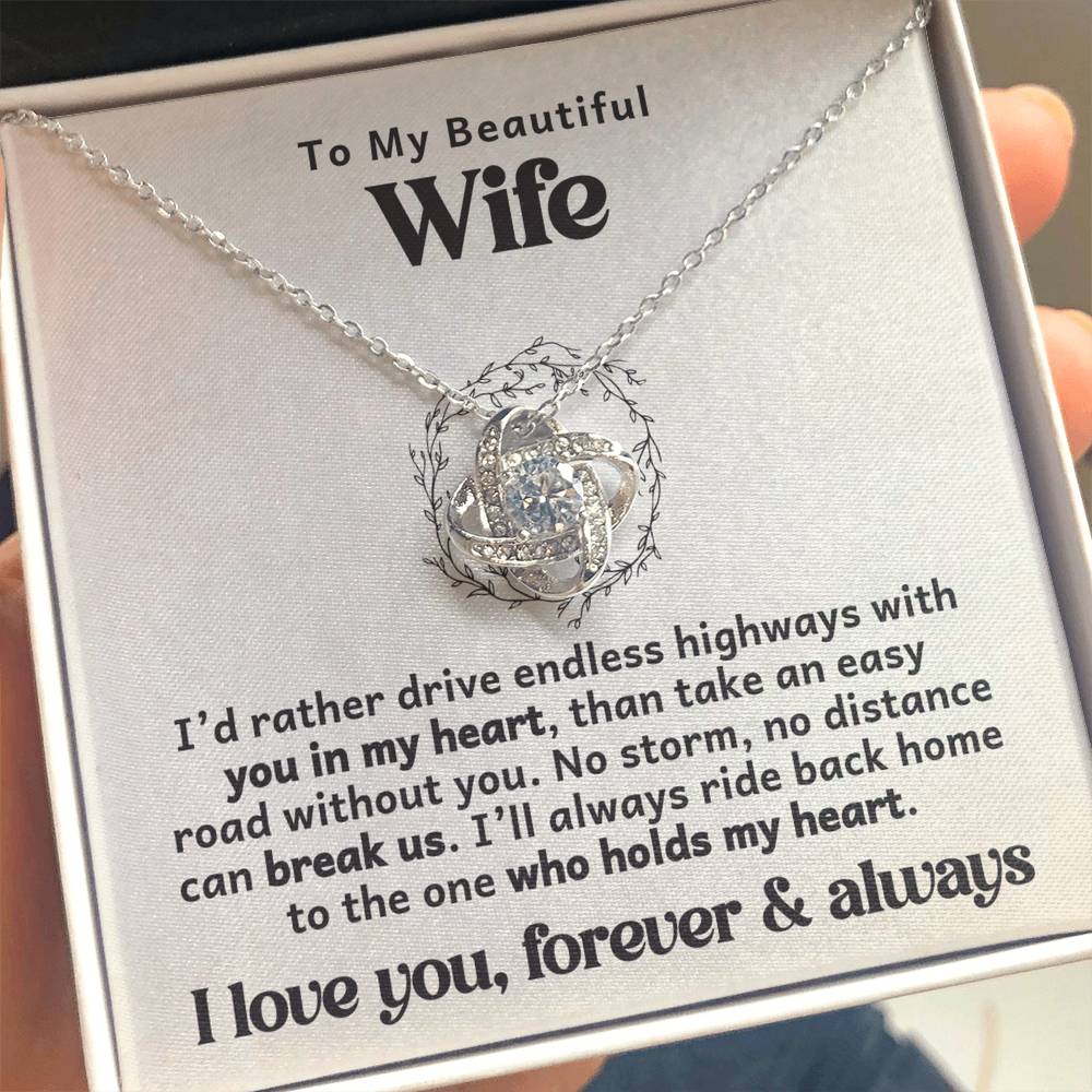 To the One Who Holds My Heart – Trucker Love Knot Necklace - Avioria